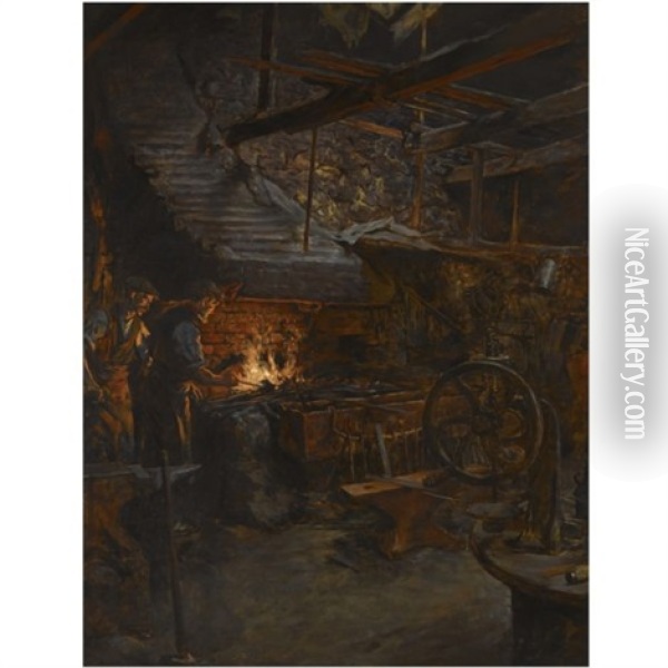 The Wheelwright, Penzance Oil Painting - Stanhope Forbes