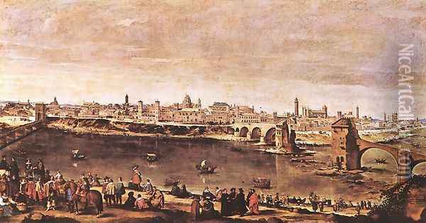 View of Zaragoza 1647 Oil Painting - Diego Rodriguez de Silva y Velazquez