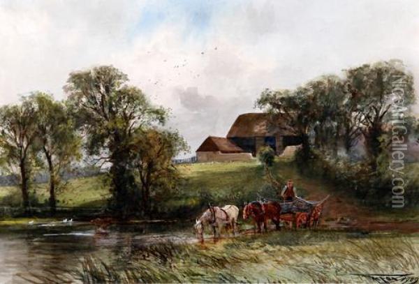 Crossing By The Stream Oil Painting - Henry Charles Fox