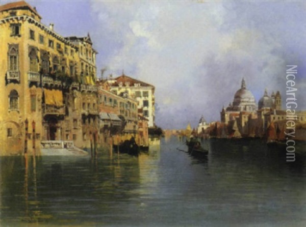 Venezia, Il Canal Grande, 1892 Oil Painting - Salvatore Petruolo