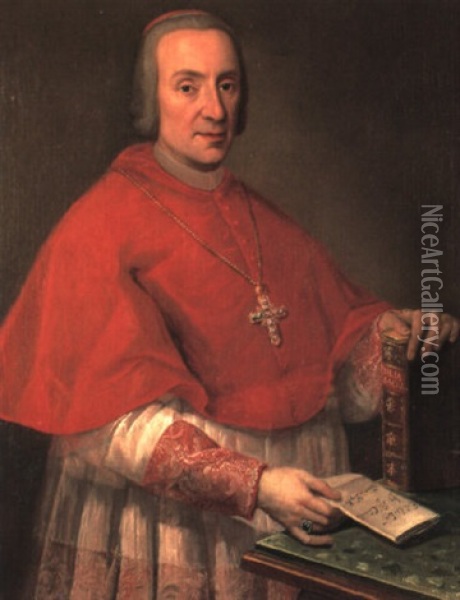 Portrait Of A Cardinal (henry Benedict Maria Clement Stuart, Cardinal York?) Oil Painting - Pompeo Girolamo Batoni