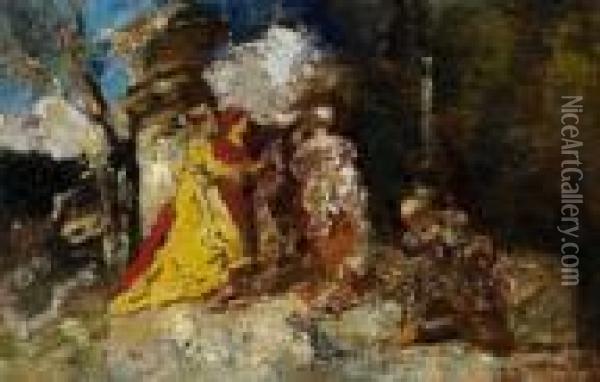 Le Rendez-vous Oil Painting - Adolphe Joseph Th. Monticelli