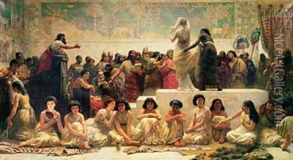The Babylonian Marriage Market 1875 Oil Painting - Edwin Longsden Long