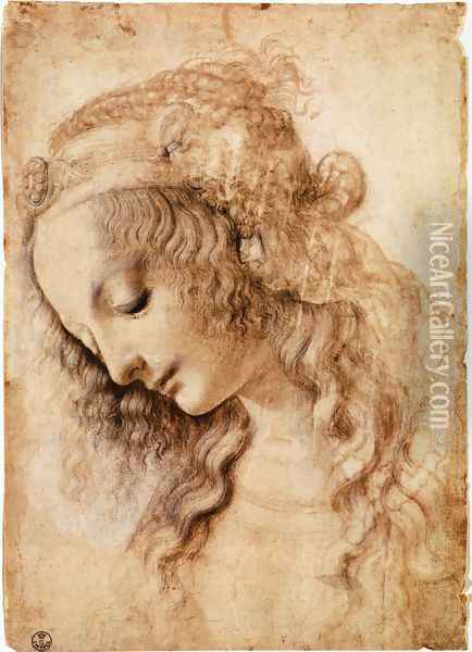 Woman's Head Oil Painting - Leonardo Da Vinci