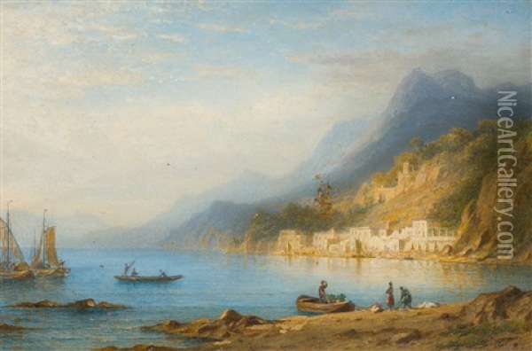 Italienische Landschaft Am Comer See Oil Painting - Carl Morgenstern