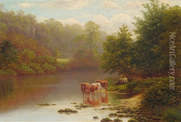 On The Nidd, Nr Knarrsbro (sic), Yorkshire Oil Painting - William Mellor