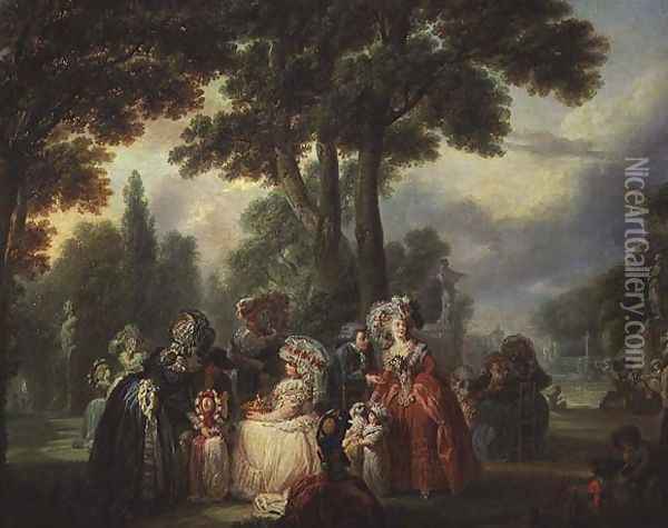 A Meeting in the Park Oil Painting - Francois Louis Joseph Watteau