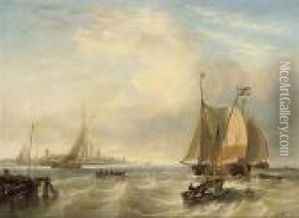 Shipping Off The Mouth Of The Scheldt Oil Painting - John Wilson Carmichael