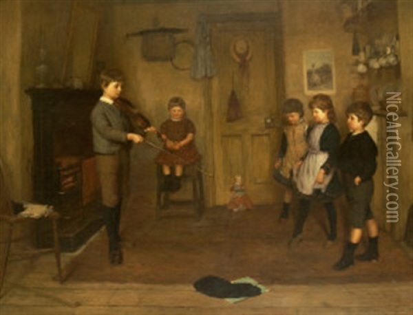The Dancing Lesson Oil Painting - Harry Brooker