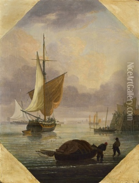 The Harbour Oil Painting - Thomas Luny