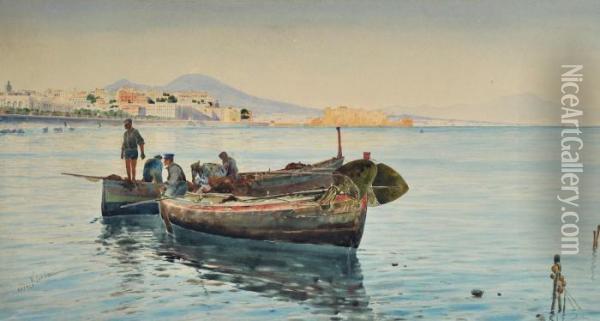 Pescatori A Mergellina Oil Painting - Vincenzo Loria