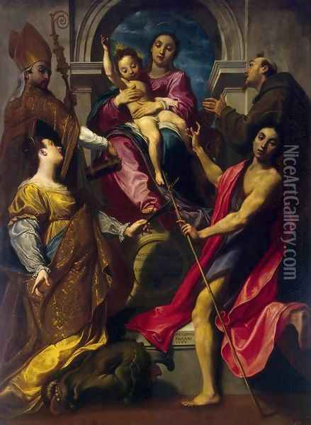 Madonna and the Child with Saints Oil Painting - Gregorio Pagani