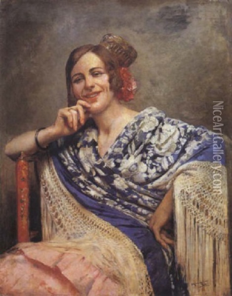 Belleza Espanola Oil Painting - Jose Moreno Carbonero