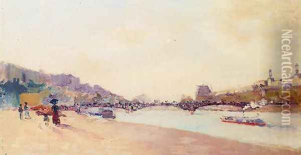 Paris, the Seine and the Pont des Saint-Peres, with the Louvre Oil Painting - Albert Lebourg