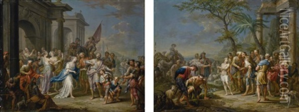 Jephthah And His Daughter; Joseph And His Brothers Oil Painting - Franz Christoph Janneck