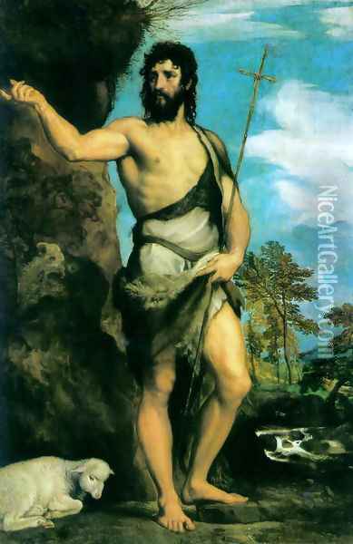 St. John the Baptist c. 1542 Oil Painting - Tiziano Vecellio (Titian)