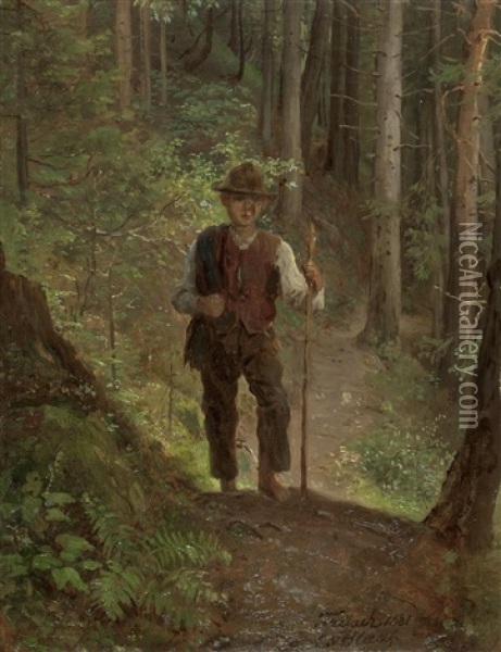 Huterbub Im Wald Oil Painting - Karl von Blaas