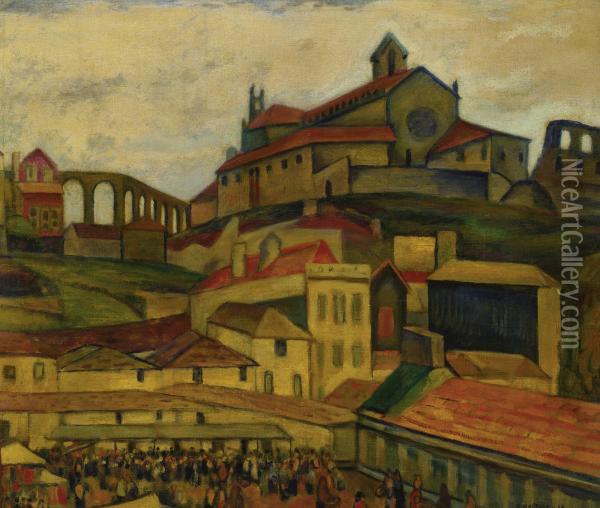 A Town In Portugal Oil Painting - Samuel Halpert