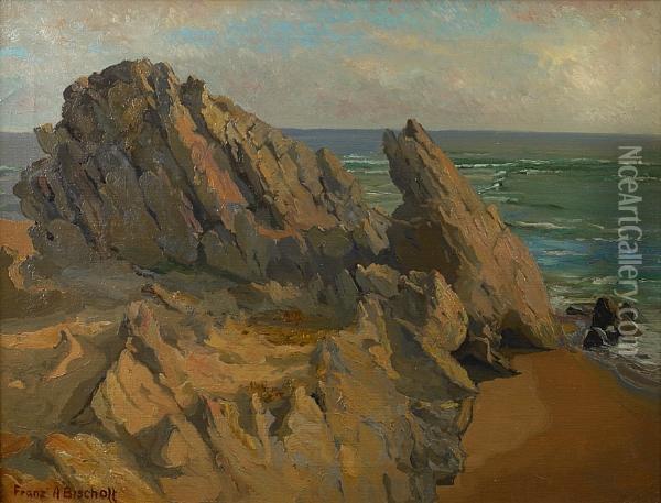 Rocks And Surf, Laguna Beach, California Oil Painting - Franz Bischoff