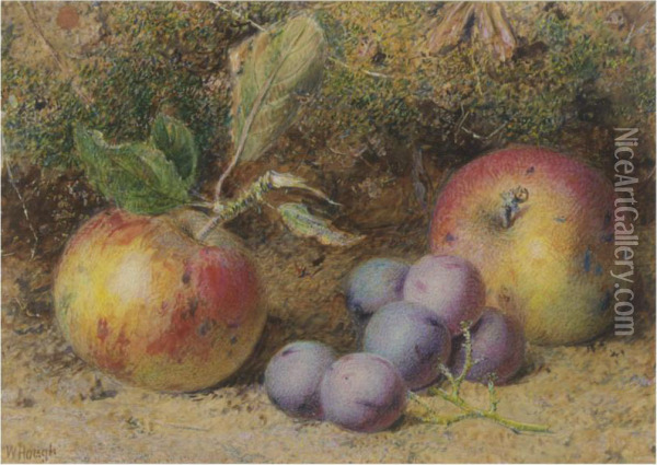 Still Life Of Apples And Grapes Oil Painting - William B. Hough