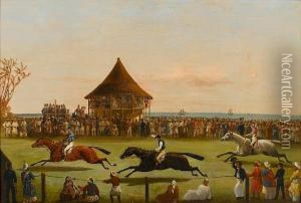 Flat Racing On The Indian Coast Oil Painting - C.H Whittenbury