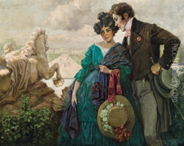Liebespaar In Schonbrunn Oil Painting - Rudolf Alfred Hoeger