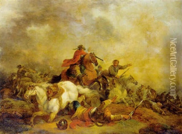 A Cavalry Battle Oil Painting - Francesco Giuseppe Casanova
