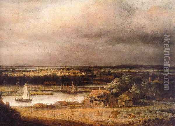 Wide River Landscape Oil Painting - Philips Koninck