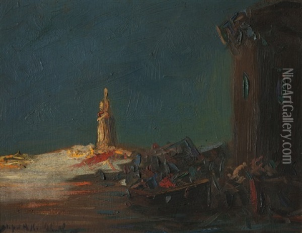 Atardecer Con Faro Oil Painting - Stephen Robert Koekkoek