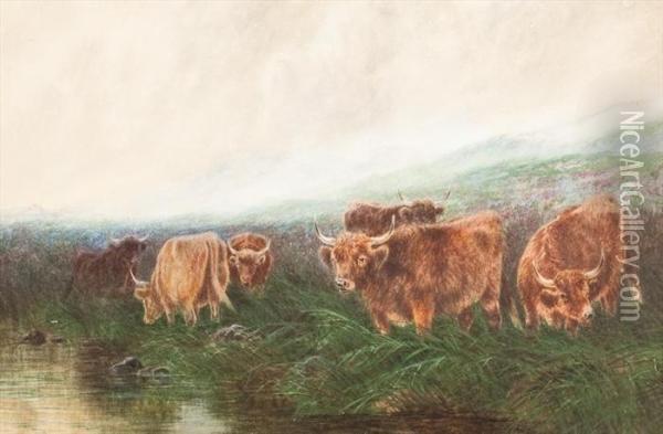Highland Cattle Oil Painting - William Perring Hollyer