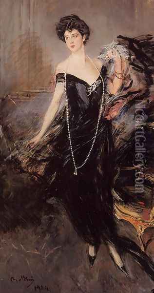 Portrait Of Donna Franca Florio Oil Painting - Giovanni Boldini