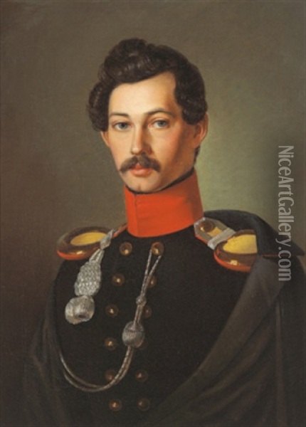 Bildnis Eines Jungen Russischen Offiziers Oil Painting - Charles Auguste Guillaume Steuben