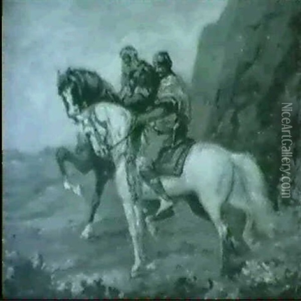 Arabian Horsemen Oil Painting - Adolf Schreyer