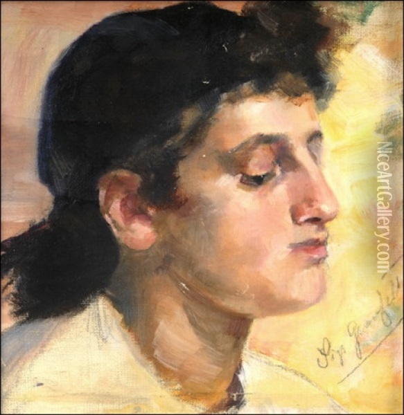 Tummatukkainen Nainen Oil Painting - Sigrid Granfelt