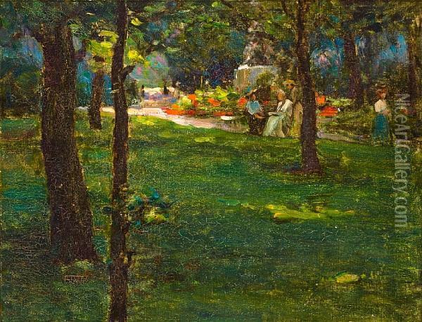 Luxembourg Gardens Oil Painting - Henry Salem Hubbell