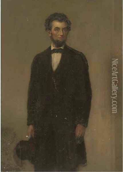 Portrait of a gentleman, traditionally identified as Abraham Lincoln (1809-1865) Oil Painting - Freeman Thorp