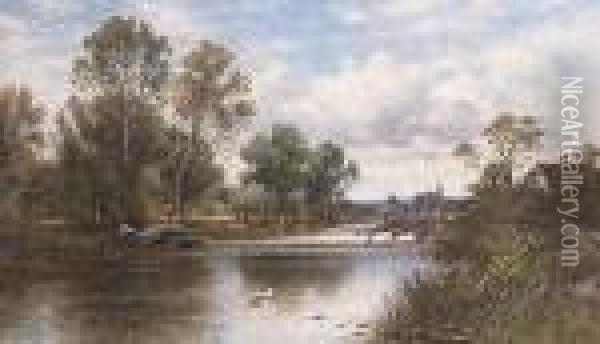 On The River Ouse, Surrey Oil Painting - Alfred Augustus Glendening