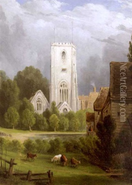 Barking Church, Essex, England Oil Painting - William Rickarby Miller