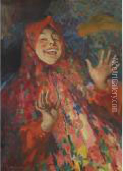 Laughing Girl Oil Painting - Philippe Andreevitch Maliavine
