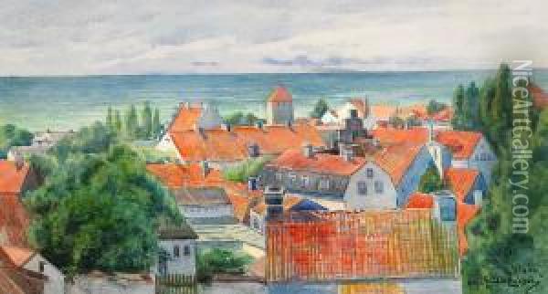 Utsikt Over Visby Oil Painting - Anna Gardell-Ericson