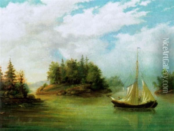 Saaristopurjehdus Oil Painting - Johan Knutson