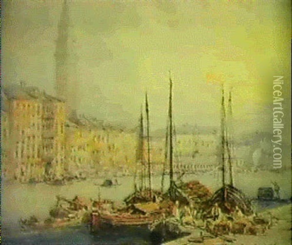 Venice From The Dogana Oil Painting - William Callow