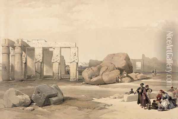 Fragments of the Great Colossus at The Memnonium, Thebes, from Egypt and Nubia, Vol.1 Oil Painting - David Roberts