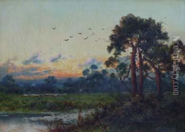 Evening On The Common Oil Painting - Daniel Sherrin