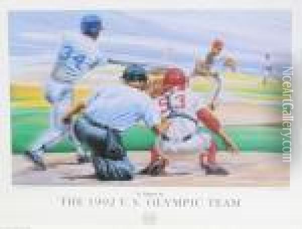 The 1992 Us Olympic Team: Baseball Oil Painting - Manuel Bernardino Ruiz Sanchez Morales