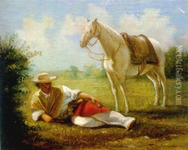 Gaucho En Descanso Oil Painting - Juan Manuel Blanes