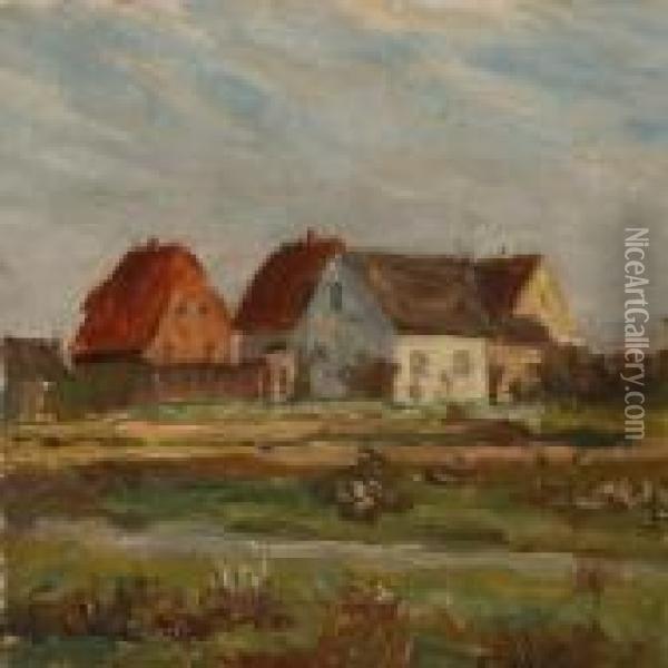 Landscape With Houses Oil Painting - Viggo Johansen