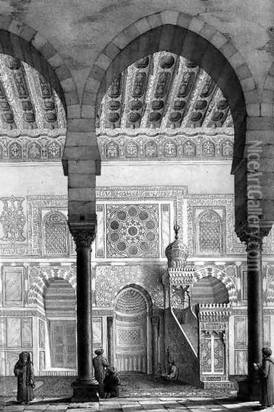 View of the Sanctuary Niche and the Pulpit in the Mosque of Moyed, plate 28 from Monuments and Buildings of Cairo Oil Painting - Pascal Xavier Coste