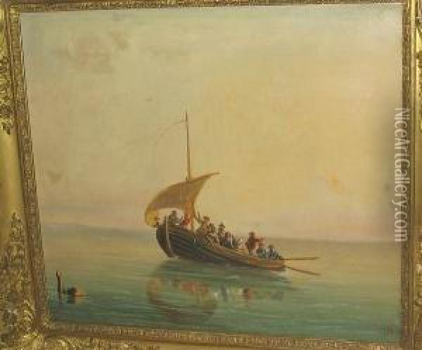 Fishing Boat On Calm Waters Oil Painting - Gian Gianni