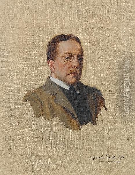 Portrait Of Ernest William Hornung Oil Painting - Albert Chevallier Tayler